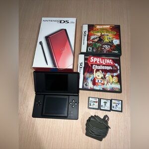 Nintendo DS Lite Red Bundle Plays DS/GBA Games w/Stylus